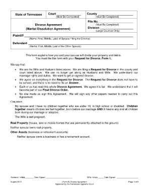 Form 5 Divorce Agreement