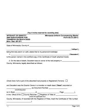 Affidavit of Survivorship Form