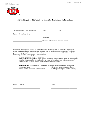 First Right of Refusal Template  Form