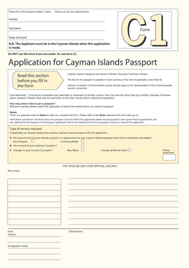 Cayman Islands Passport Application Form C1