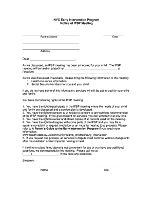 IFSP Packet for Printing NYC Gov Nyc  Form