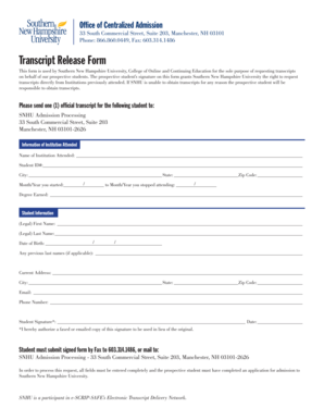 Snhu Transcript Release Form