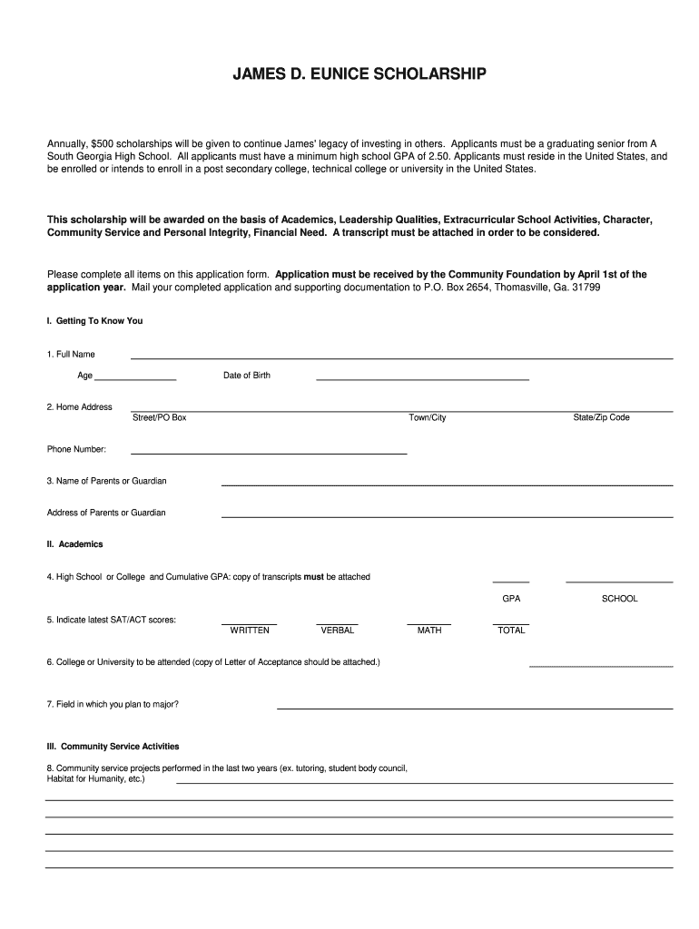 Eunice Scholarship  Form