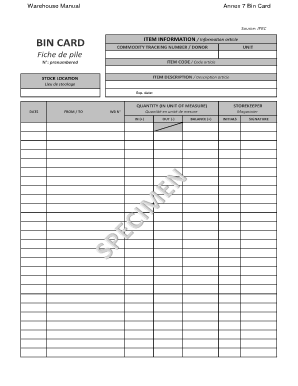 Bin Card Format PDF