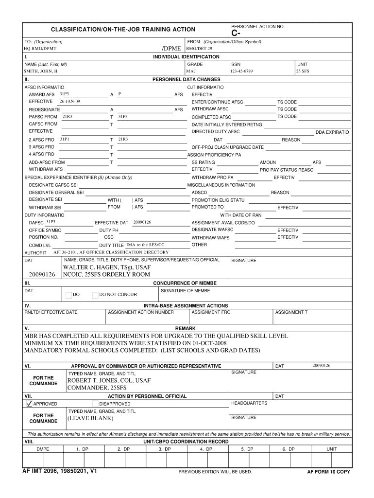  Af Form 2096 1985-2024