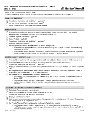 Bank of Hawaii Form Bb 39 E