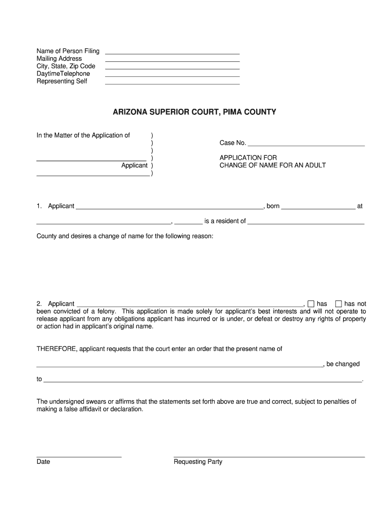 Name Change Pima County Form