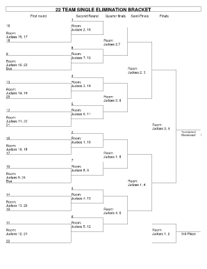 22 Team Single Elimination Bracket  Form