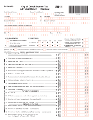 Detroit City Tax  Form