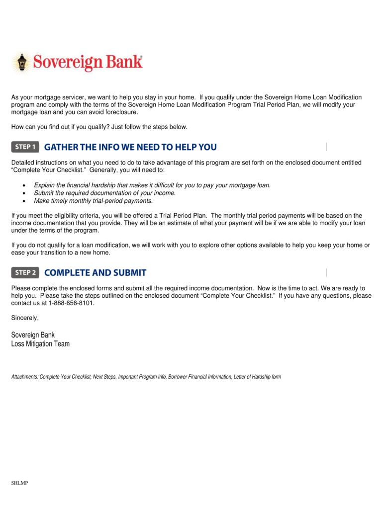 Sovereign Bank Loss Mitigation Form