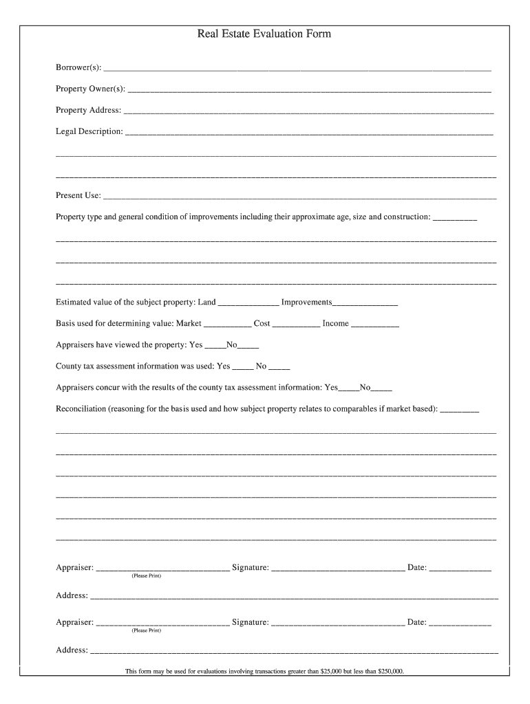 Property Evaluation Form