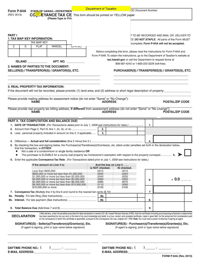  Form P 64a 2013