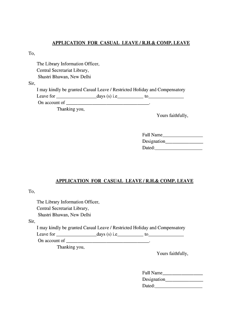 Holiday Application  Form