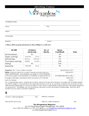 Advertising Contract the Morgantown Magazine  Form