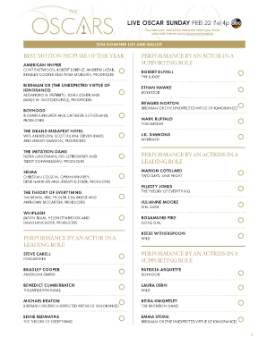 Oscar Ballot Online  Form