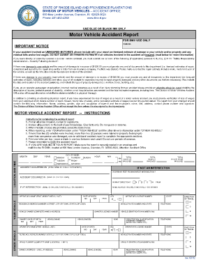 Motor Vehicle Accident Report Pawtucket Police Department  Form
