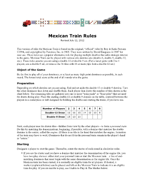 Mexican Train Rules PDF  Form