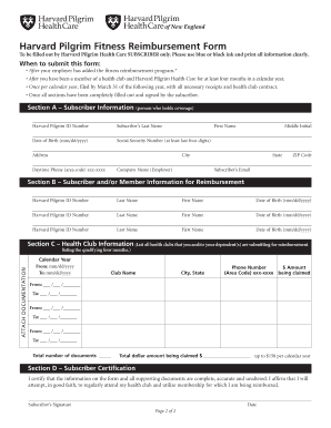 Fitness Reimbursement Form Harvard Pilgrim Health Care