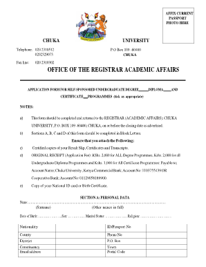 Chuka University Online Application  Form