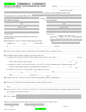 MOTION for SHOW CAUSE SUMMONS or CAPIAS 05 163 Texas Franchise Tax Annual No Tax Due Information Report Courts State Va