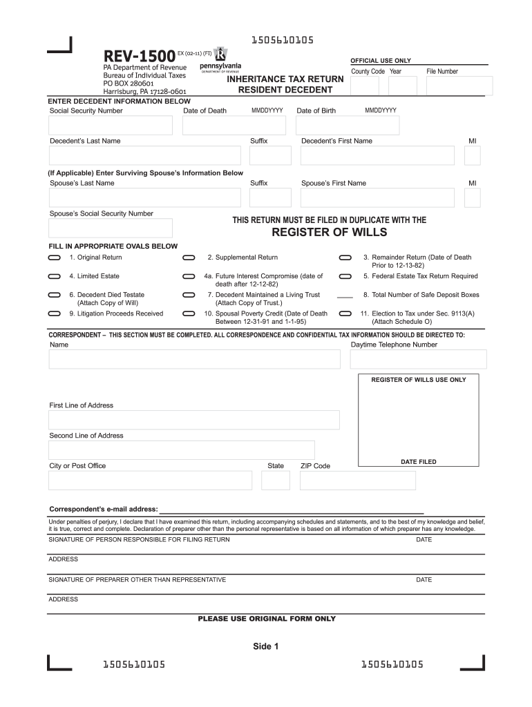  and Printable Pa 1500 Form 2019-2024