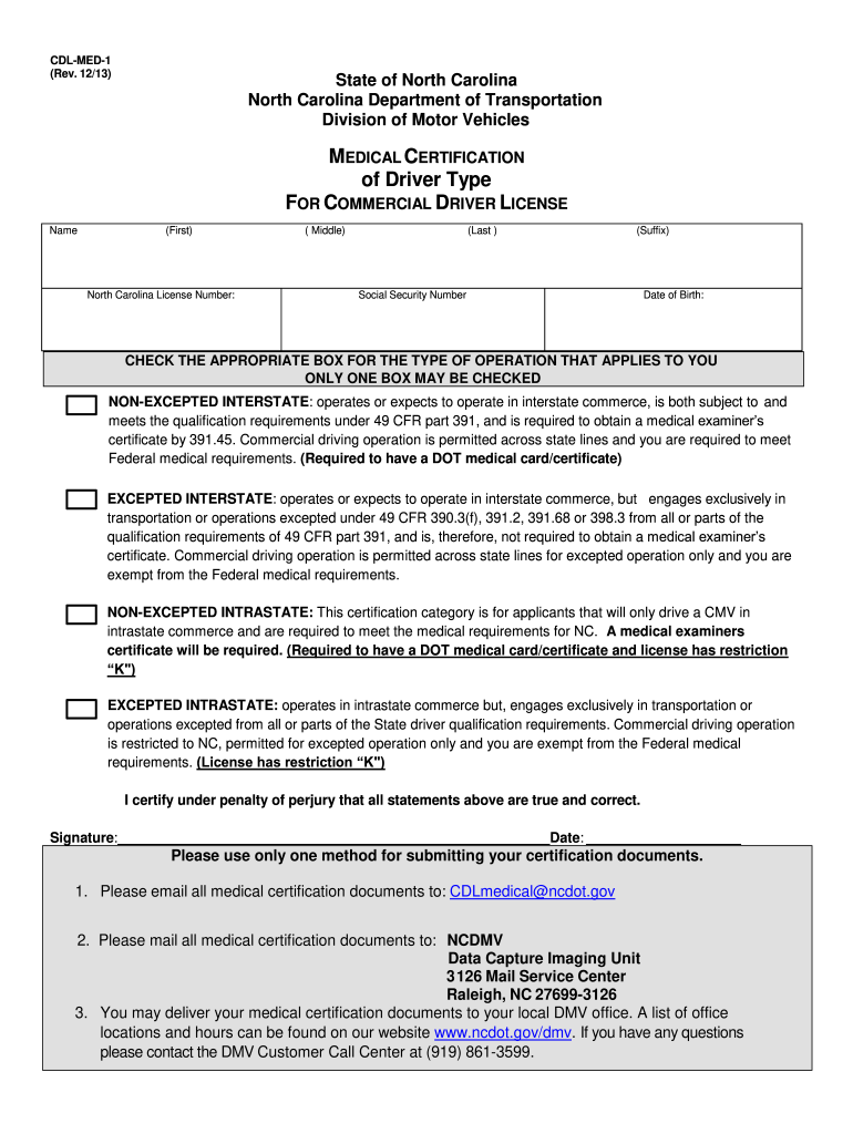  Cdl Med 1 Form 2013