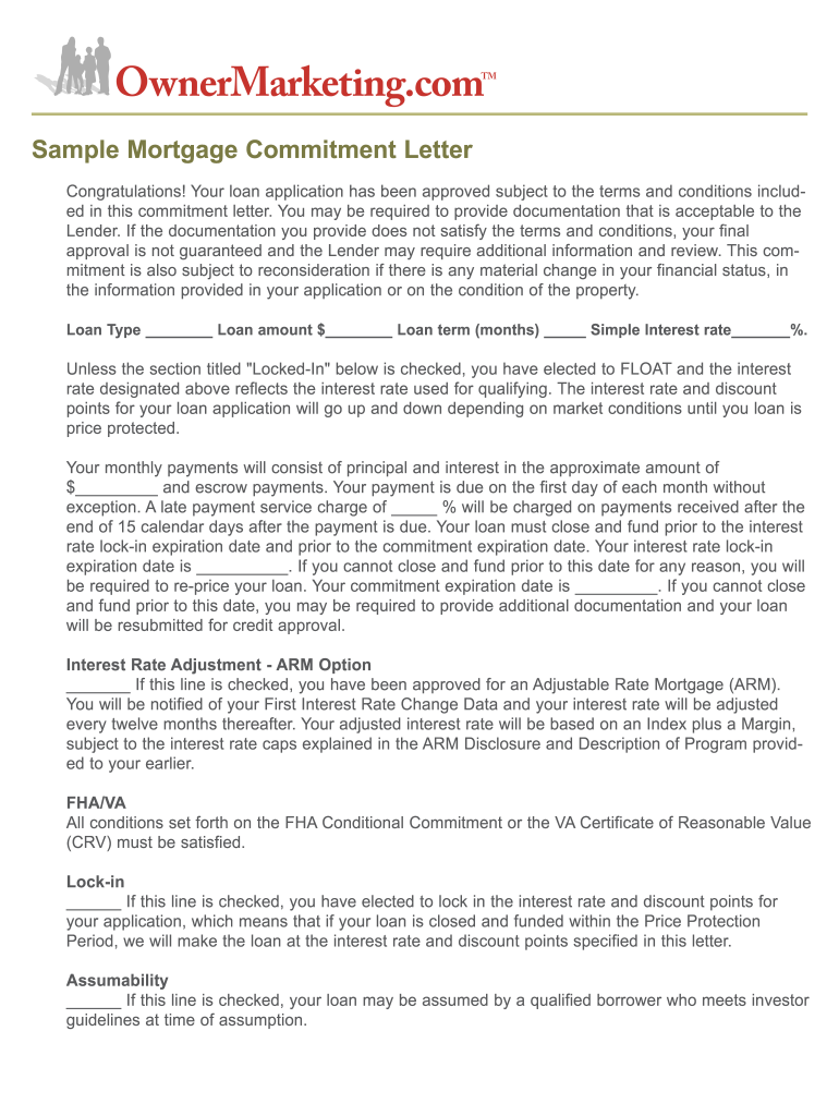 Get and Sign Loan Commitment Letter  Form