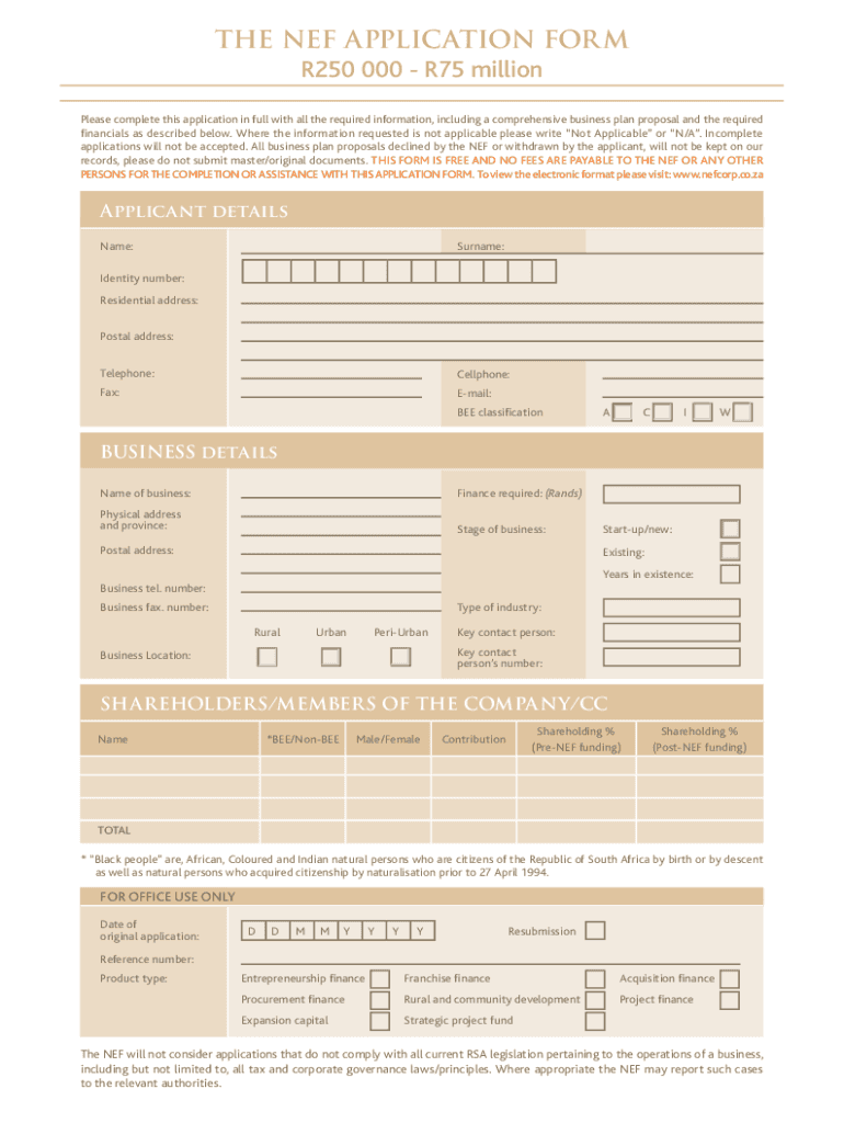 nef business plan template pdf