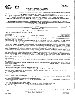 Purchase and Sale Contract for Residential Property Mcba  Form
