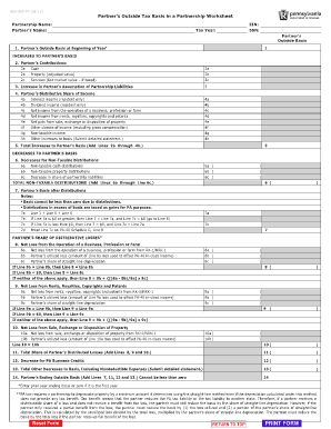 Partner Basis Worksheet Template Excel  Form