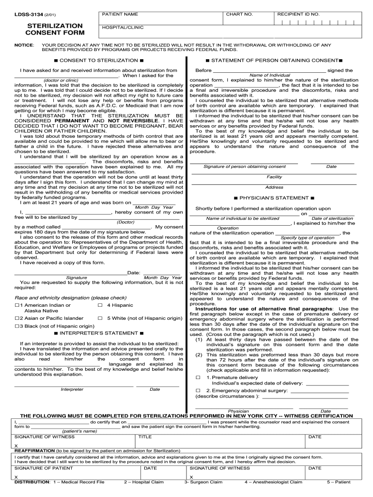 New York State Sterilization Consent Form