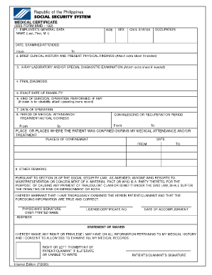 Sss Medical Certificate Form