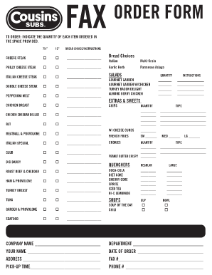 Cousins Subs Menu PDF  Form