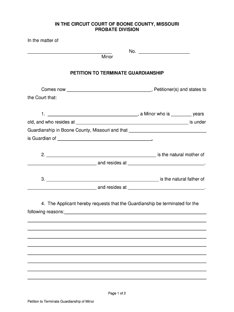 Termination of Guardianship Forms Missouri