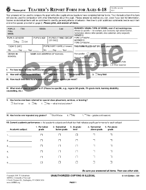 Teacher Report Form PDF