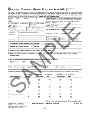 Teacher Report Form PDF