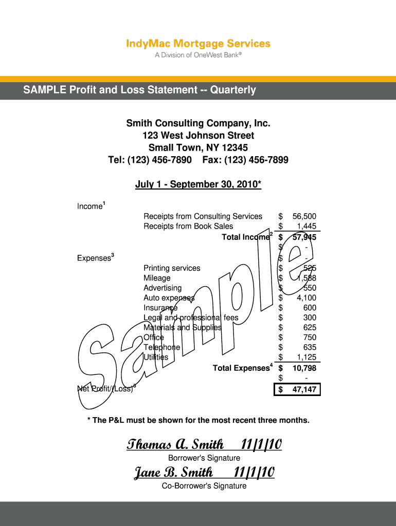 pdfFiller Profit and Loss Statement  Form