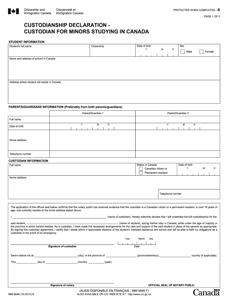 Custodianship Declaration Fillable Form