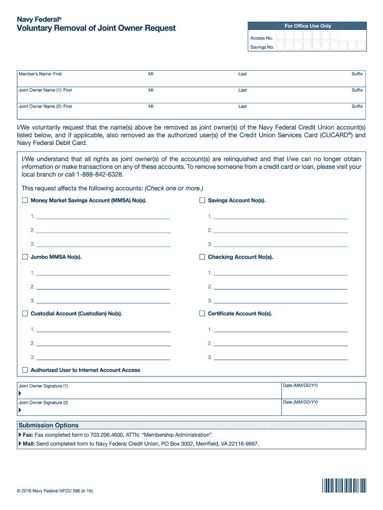 Navy Federal Remove Joint Owner  Form