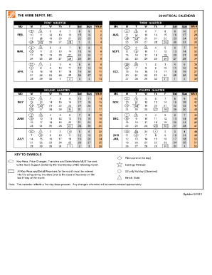 Home Depot Fiscal Calendar  Form