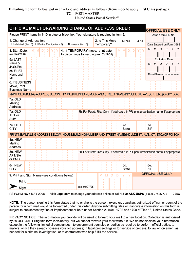 Ps Form 3575 Fill Out and Sign Printable PDF Template signNow