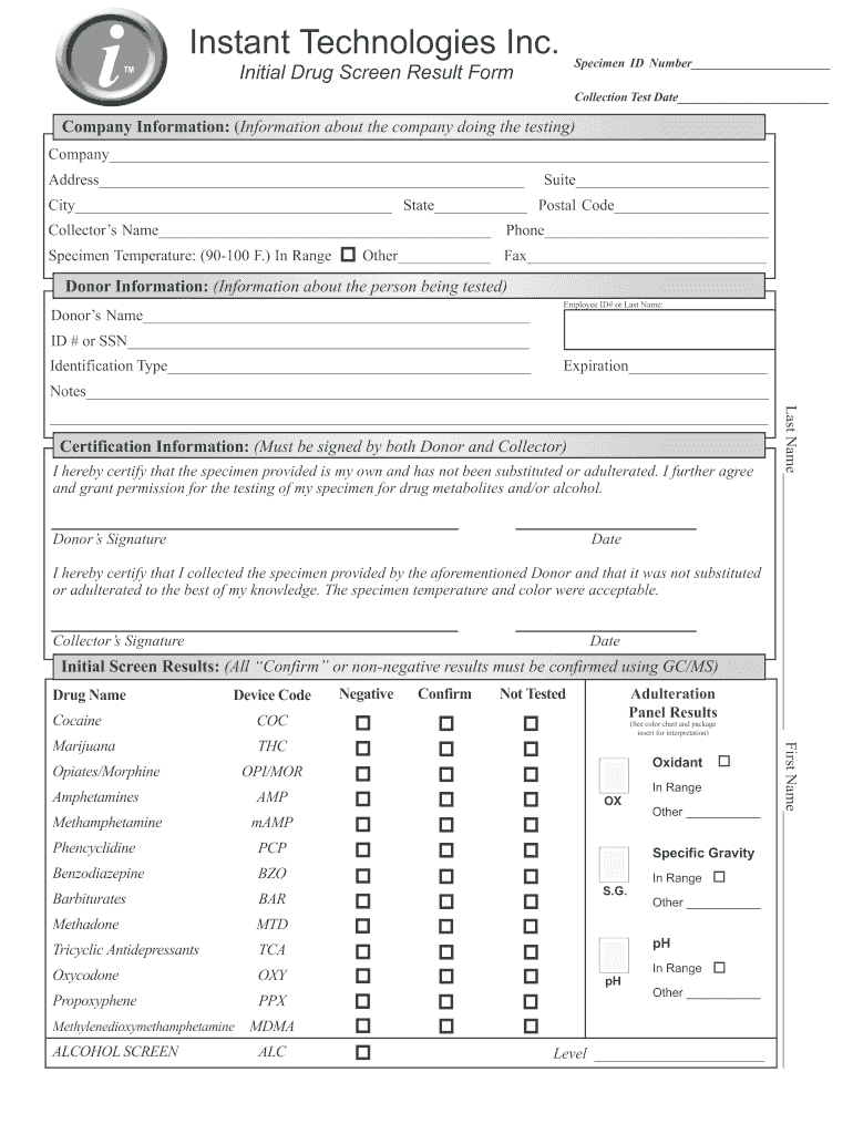 Drug Test Results  Form