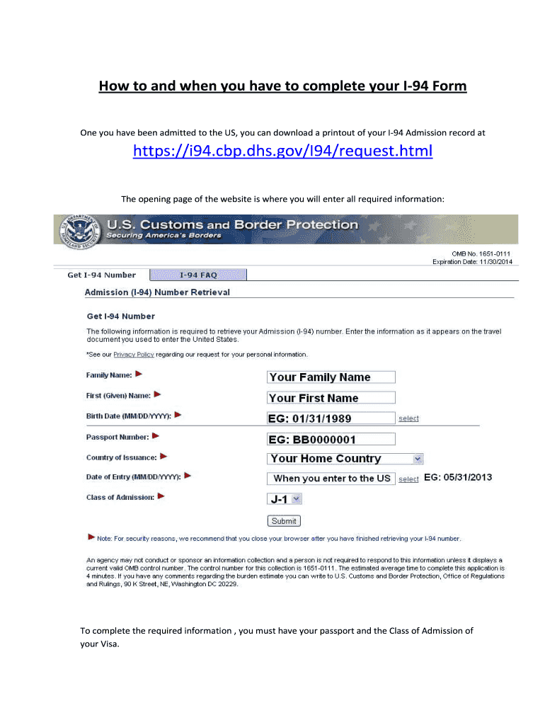 I 94 Form PDF