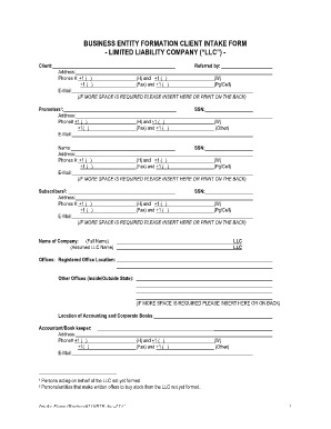 LLC Client Intake Form