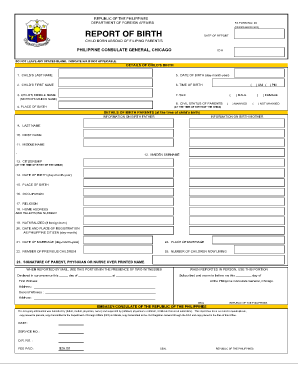 Report of Birth Form