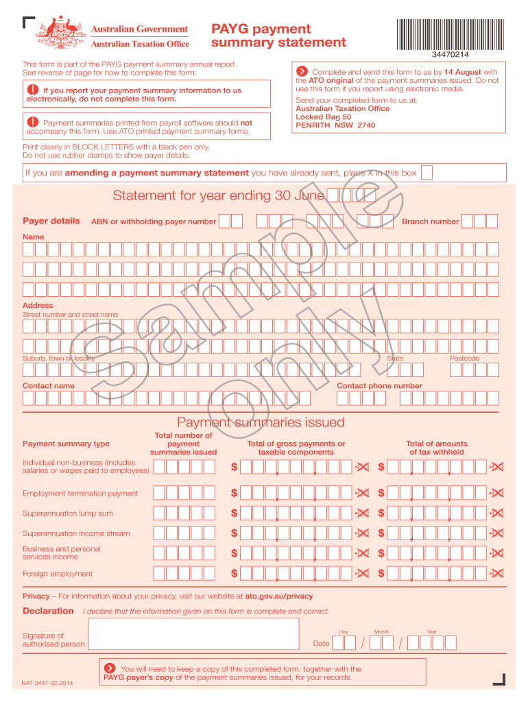 Payg Payment Summary Statement  Form