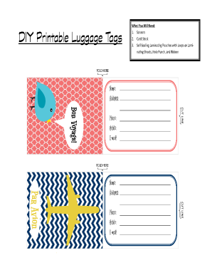 Printable Medical Equipment Luggage Tag  Form