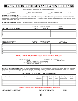 Texas Housing Authority Application  Form