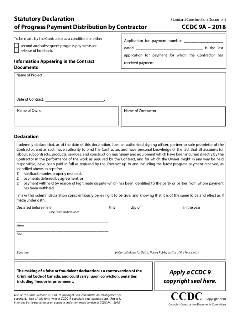 Statutory Declaration Construction Template  Form