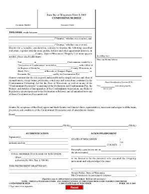State Bar of Wisconsin Form 8 CONDOMINIUM DEED